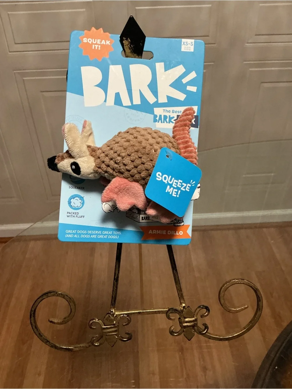 Bark Box Armie Dillo Armadillo Size  6” Plush Dog Toy Clinker Squeaker
